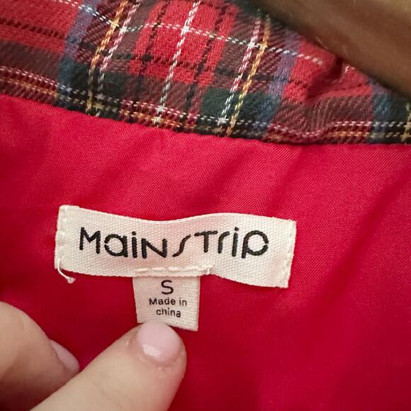 Mainstrip Red Plaid Ruffle Trim Zip Front Vest Women's Size Small - Picture 4 of 9